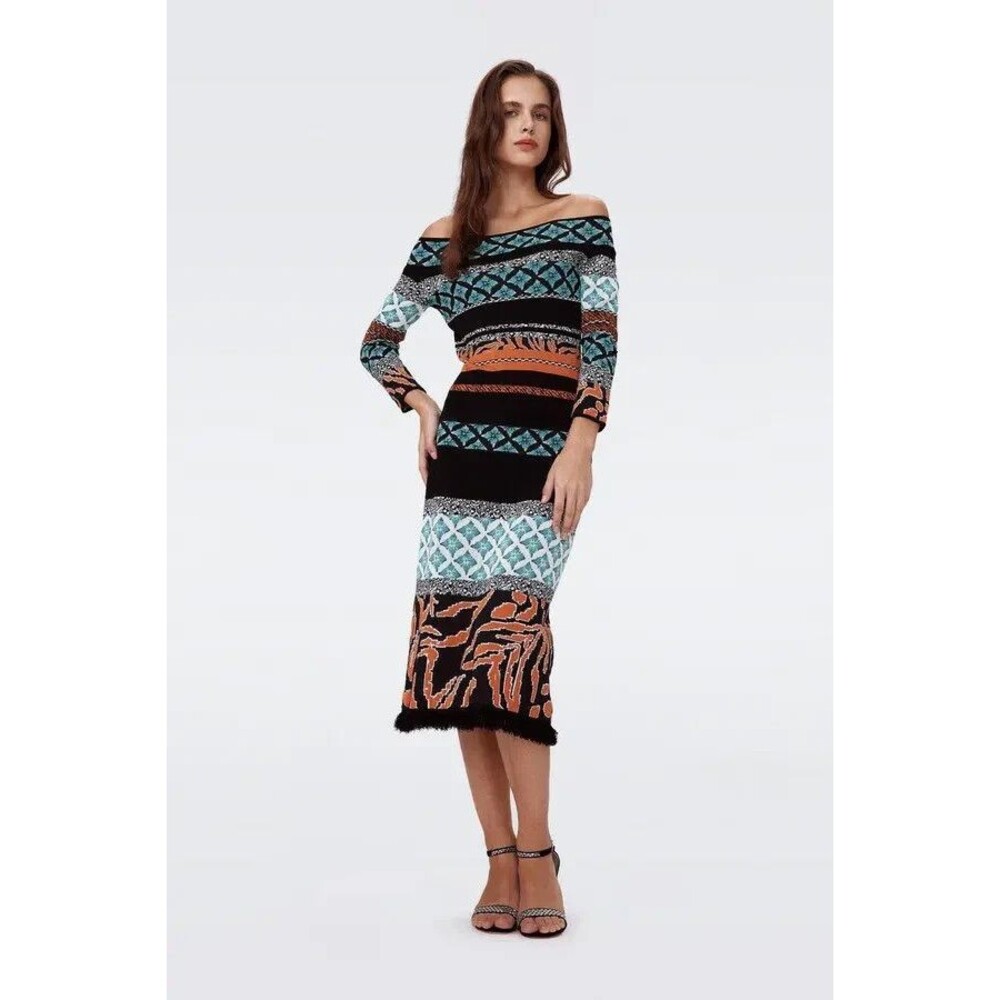 Diane von Furstenberg Ellanor Knit Jacquard Dress Women's Size 8 / $478 Retail